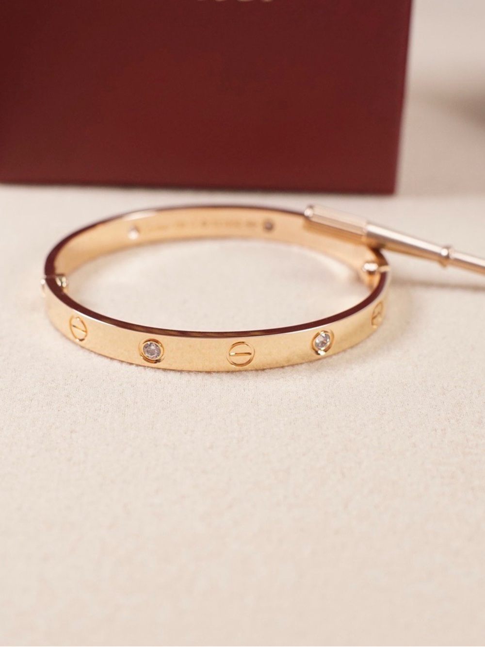Roland Cartier Gold-Tone Bangle with Crystal Studs